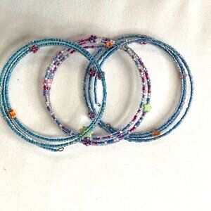 Beaded Bracelet with wire stretch band, 3 for $8